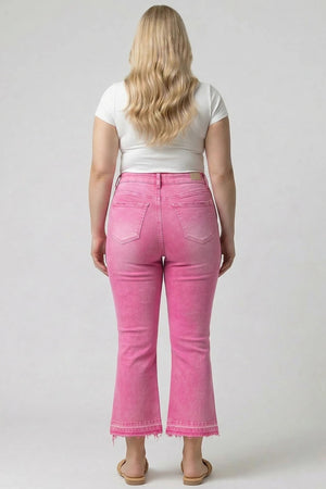 P82958, PLUS HIGH RISE CROP FLARE CAPRI WITH DESTROY