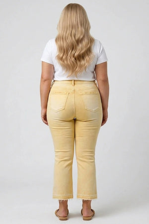 P82958, PLUS HIGH RISE CROP FLARE CAPRI WITH DESTROY