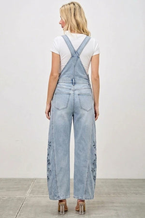 P8356ML,HIGH RISE OVERALLS EMBROIDERY