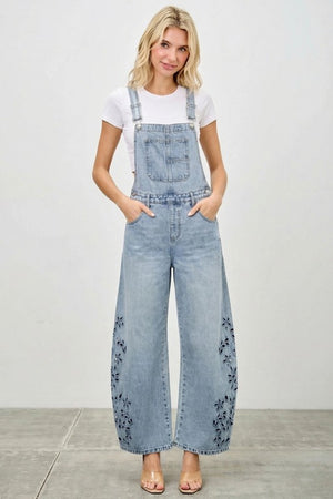 P8356ML,HIGH RISE OVERALLS EMBROIDERY