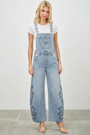 P8356ML,HIGH RISE OVERALLS EMBROIDERY