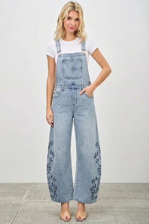 P8356ML,HIGH RISE OVERALLS EMBROIDERY