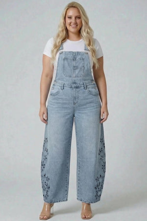 P83568ML,HIGH RISE OVERALLS EMBROIDERY
