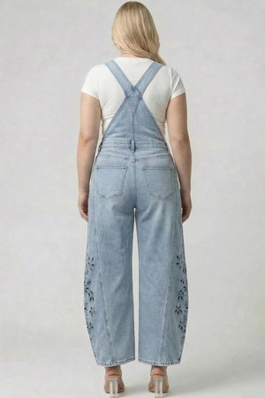 P83568ML,HIGH RISE OVERALLS EMBROIDERY
