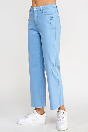 P8016, HIGH RISE COLOR CROPPED STRAIGHT JEANS