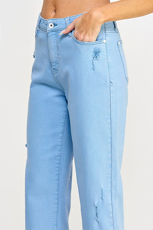 P8016, HIGH RISE COLOR CROPPED STRAIGHT JEANS