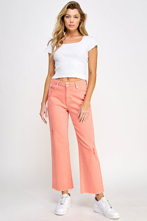 P8016, HIGH RISE COLOR CROPPED STRAIGHT JEANS