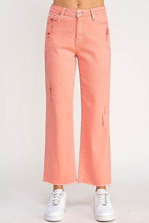 P8016, HIGH RISE COLOR CROPPED STRAIGHT JEANS