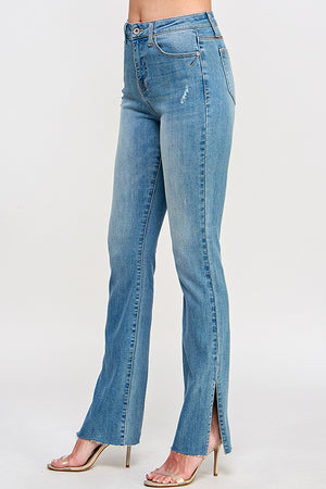 P8047M, HIGH RISE TUMMY CONTROL SLIM BOOTCUT W/ SIDE SLIT