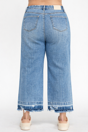 P81218M, PLUS HIGH RISE CROP WIDE W/ RELEASED HEM