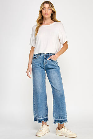 P81218M, PLUS HIGH RISE CROP WIDE W/ RELEASED HEM
