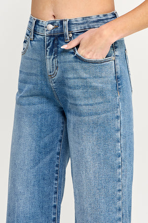 P81218M, PLUS HIGH RISE CROP WIDE W/ RELEASED HEM