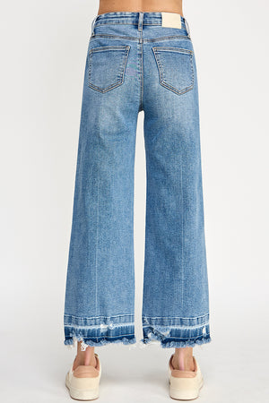 P81218M, PLUS HIGH RISE CROP WIDE W/ RELEASED HEM
