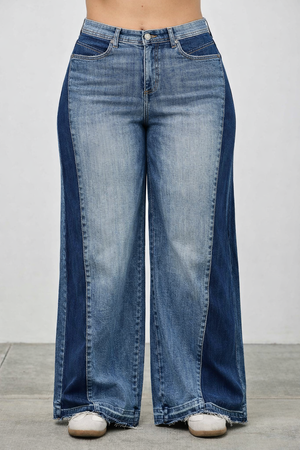 P81228M, PLUS HIGH RISE WIDE LEG W/  SIDE CONTRAST