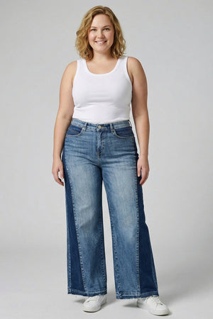 P81228M, PLUS HIGH RISE WIDE LEG W/  SIDE CONTRAST