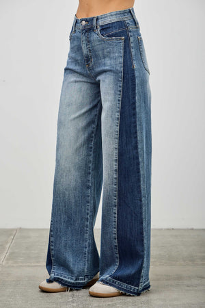 P8122M, HIGH RISE WIDE LEG W/RELEASE HEM AND SIDE CONTRAST