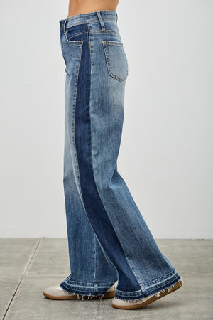 P8122M, HIGH RISE WIDE LEG W/RELEASE HEM AND SIDE CONTRAST