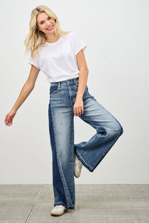 P81228M, PLUS HIGH RISE WIDE LEG W/  SIDE CONTRAST