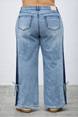 P81248ML, PLUS MID RISE CONTRAST WIDE LEG WITH TIE