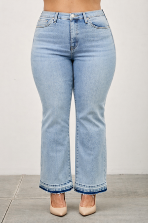 P81488M, PLUS MID RISE FLARE WITH RELEASED HEM