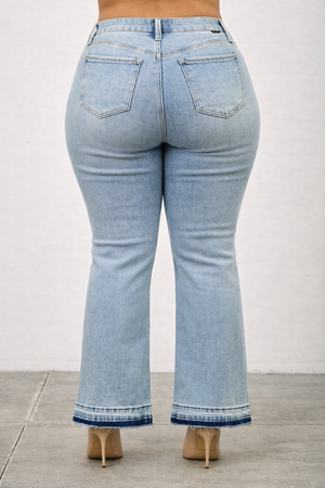 P81488M, PLUS MID RISE FLARE WITH RELEASED HEM