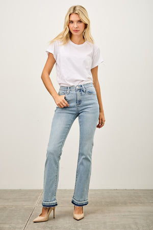 P8148M, MID RISE FLARE WITH RELEASED HEM