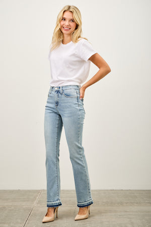 P8148M, MID RISE FLARE WITH RELEASED HEM