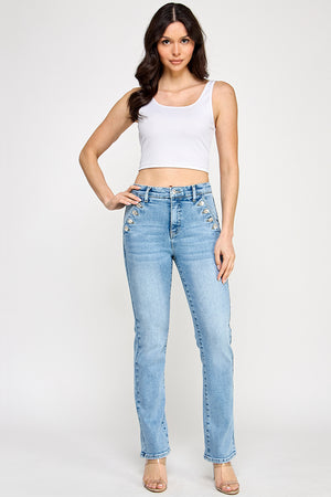 P8150L, HIGH RISE STRAIGHT WITH BUTTON POCKET