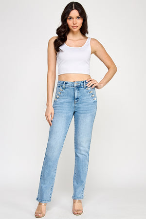 P8150L, HIGH RISE STRAIGHT WITH BUTTON POCKET