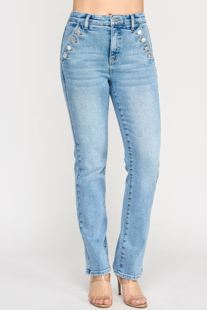 P8150L, HIGH RISE STRAIGHT WITH BUTTON POCKET