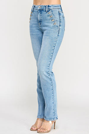P8150L, HIGH RISE STRAIGHT WITH BUTTON POCKET