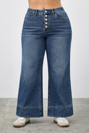 P81518D, PLUS HIGH RISE FLARE WITH BUTTON FLY
