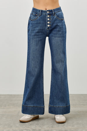 P81518D, PLUS HIGH RISE FLARE WITH BUTTON FLY