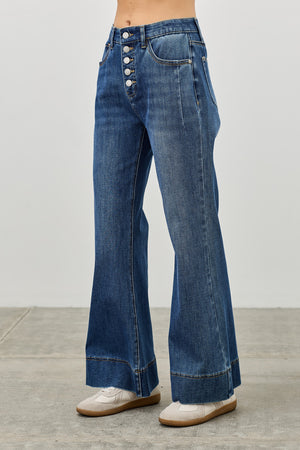 P81518D, PLUS HIGH RISE FLARE WITH BUTTON FLY