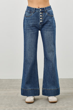 P81518D, PLUS HIGH RISE FLARE WITH BUTTON FLY