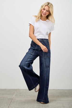 P8152D, HIGH RISE WIDE LEG WITH BUTTON SLIT