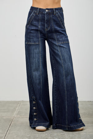 P8152D, HIGH RISE WIDE LEG WITH BUTTON SLIT