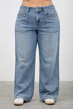 P81588M, PLUS HIGH RISE DOUBLE POCKET WIDE LEG