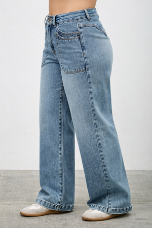 P81588M, PLUS HIGH RISE DOUBLE POCKET WIDE LEG