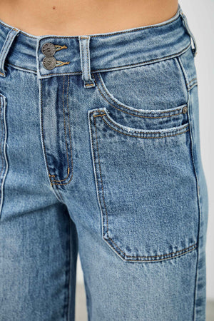 P8158M, HIGH RISE DOUBLE POCKET WIDE LEG