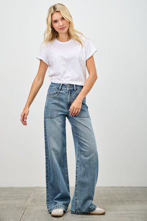 P81588M, PLUS HIGH RISE DOUBLE POCKET WIDE LEG