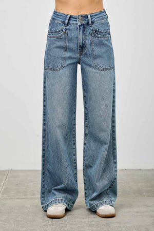 P8158M, HIGH RISE DOUBLE POCKET WIDE LEG