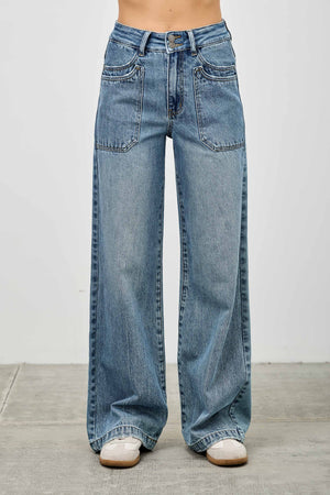 P81588M, PLUS HIGH RISE DOUBLE POCKET WIDE LEG