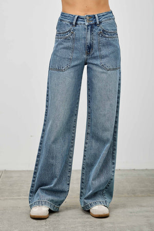 P8158M, HIGH RISE DOUBLE POCKET WIDE LEG