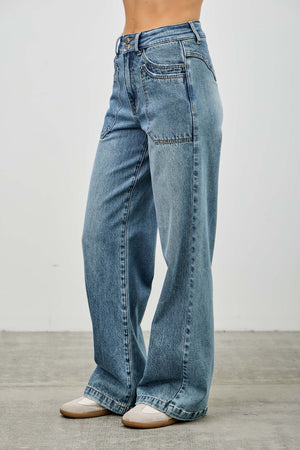 P8158M, HIGH RISE DOUBLE POCKET WIDE LEG
