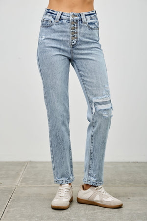 P8159M, HIGH RISE BUTTON FLY CROP SLIM STRAIGHT