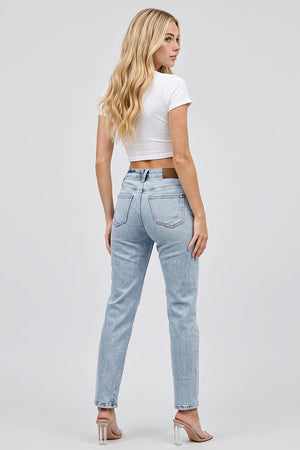 P8159M, HIGH RISE BUTTON FLY CROP SLIM STRAIGHT