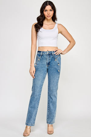 P81748M, PLUS HIGH RISE DAD JEAN WITH SCALLOP POCKET