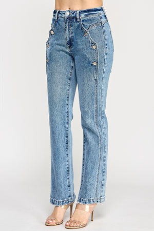 P81748M, PLUS HIGH RISE DAD JEAN WITH SCALLOP POCKET