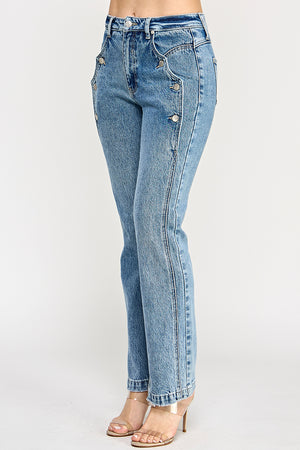 P81748M, PLUS HIGH RISE DAD JEAN WITH SCALLOP POCKET